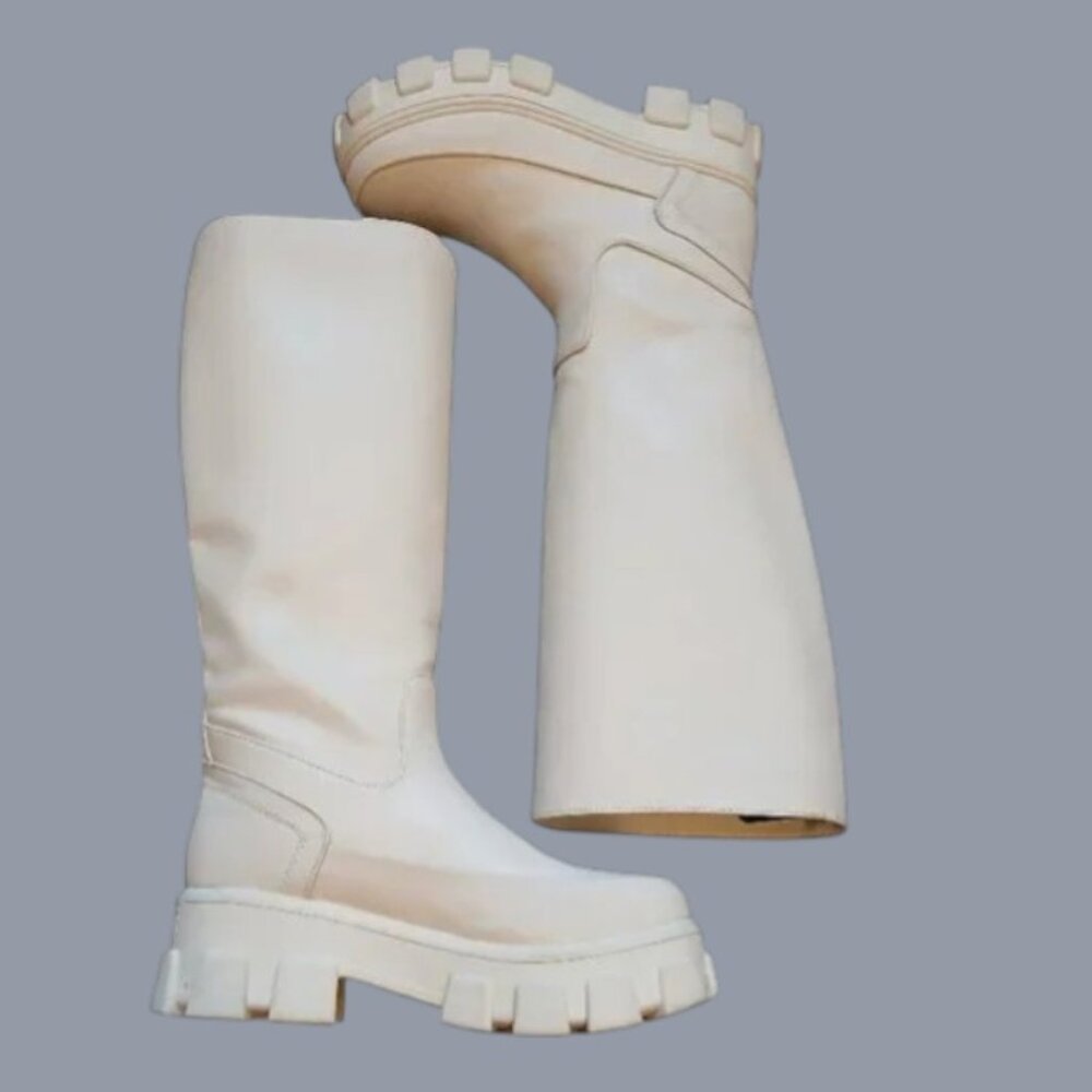 CIRCUS by Sam Edelman Ivory Knee-High Platform Boots - Picture 1 of 16